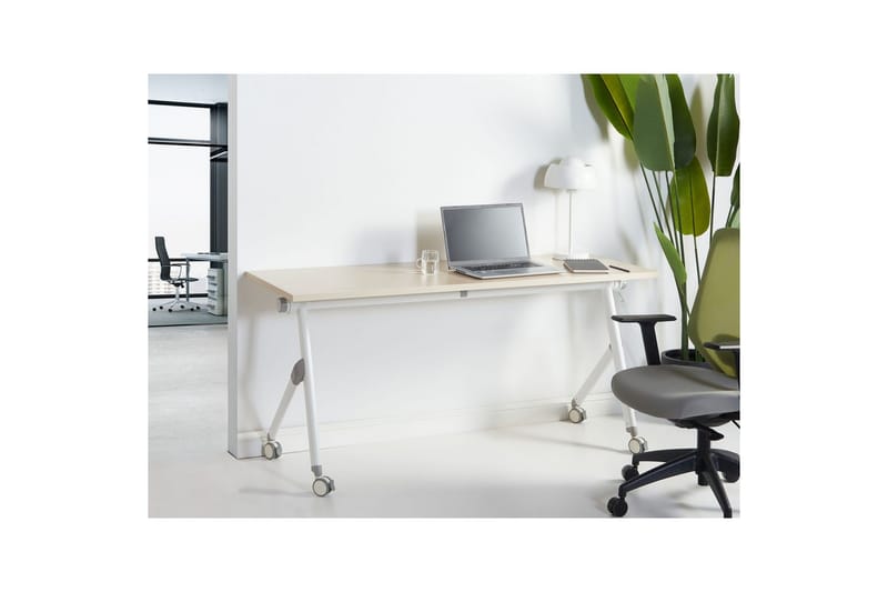 Hopfällbart skrivbord Bendi Ljus trä/vit, 160x60x75 cm - Ljus trä/vit, 160x60x75 cm - Möbler - Bord & matgrupper - Kontorsbord - Skrivbord
