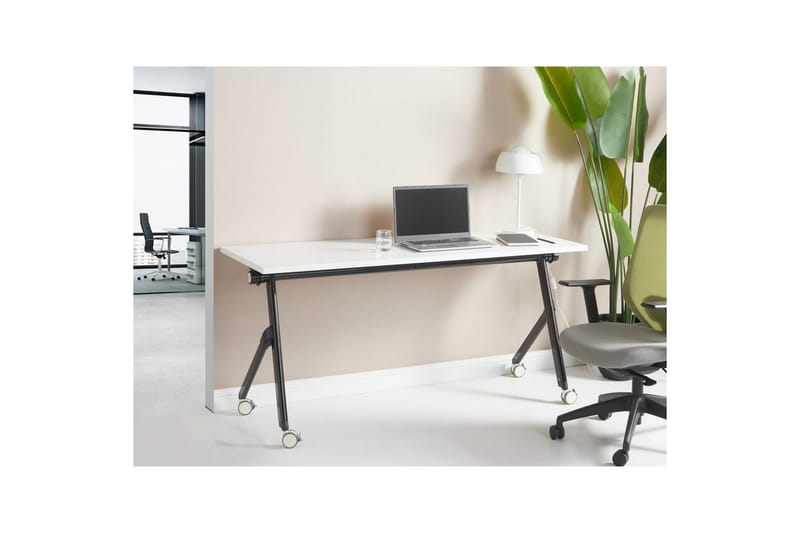 Hopfällbart skrivbord Bendi Vit/Svart, 160x60x75 cm - Vit/Svart, 160x60x75 cm - Möbler - Bord & matgrupper - Kontorsbord - Skrivbord