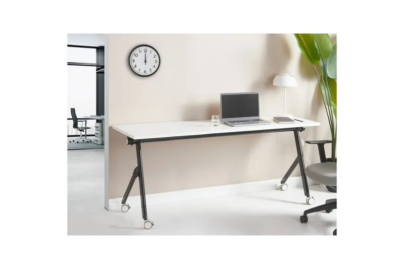 Hopfällbart skrivbord Bendi Vit/Svart, 180x60x75 cm - Vit/Svart, 180x60x75 cm - Möbler - Bord & matgrupper - Kontorsbord - Skrivbord