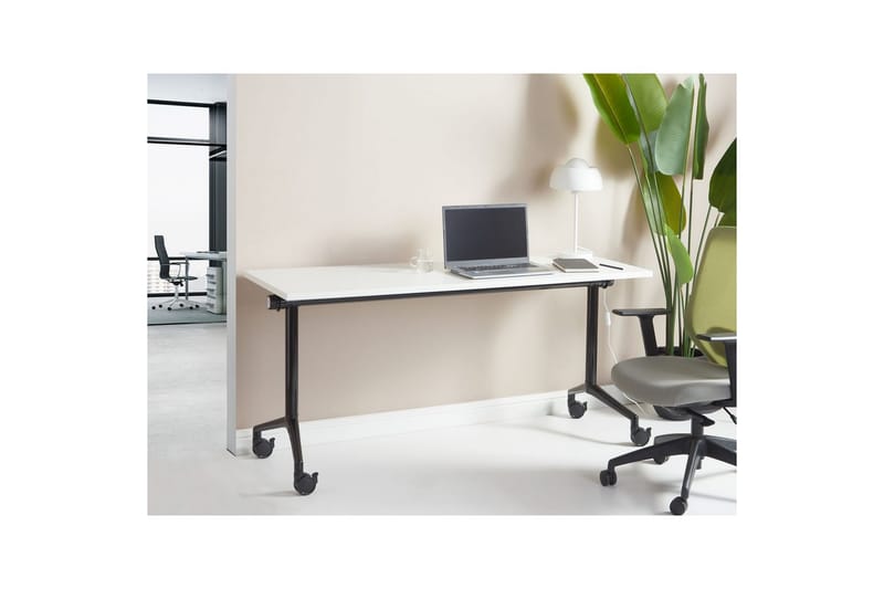 Hopfällbart skrivbord Cavi Vit/Svart, 160x60x75 cm - Vit/Svart, 160x60x75 cm - Möbler - Bord & matgrupper - Kontorsbord - Skrivbord