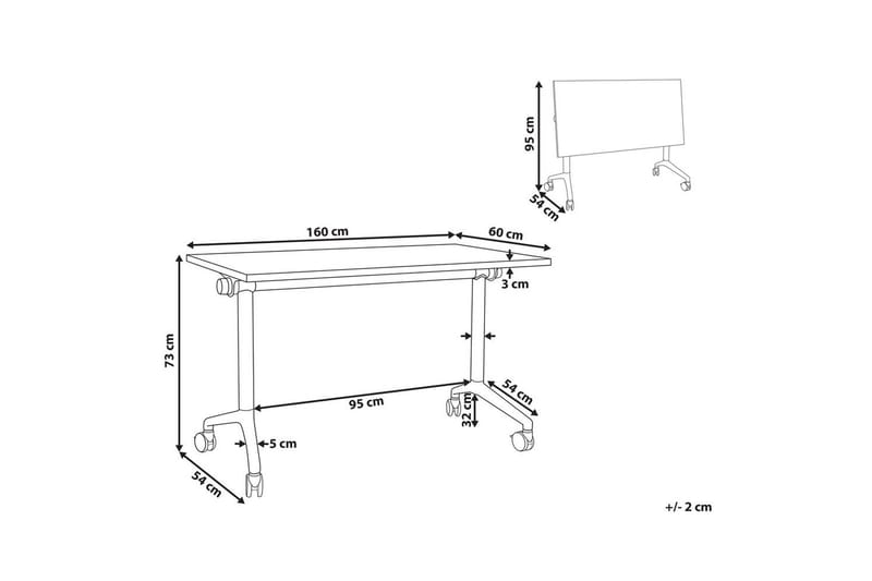 Hopfällbart skrivbord Cavi Vit/Svart, 160x60x75 cm - Vit/Svart, 160x60x75 cm - Möbler - Bord & matgrupper - Kontorsbord - Skrivbord
