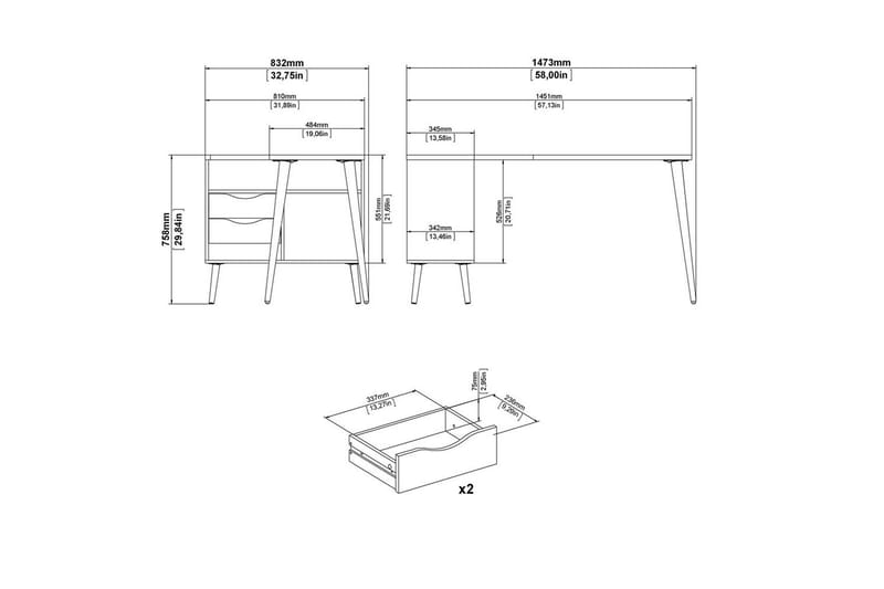 Hostafranc Skrivbord 81x145,1 cm - Natur - Möbler - Bord & matgrupper - Kontorsbord - Skrivbord