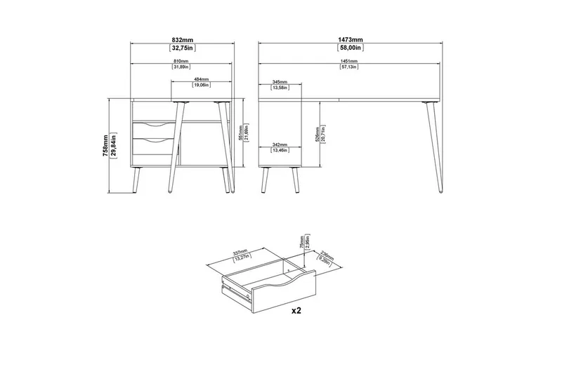 Hostafranc Skrivbord 81x145,1 cm - Natur - Möbler - Bord & matgrupper - Kontorsbord - Skrivbord