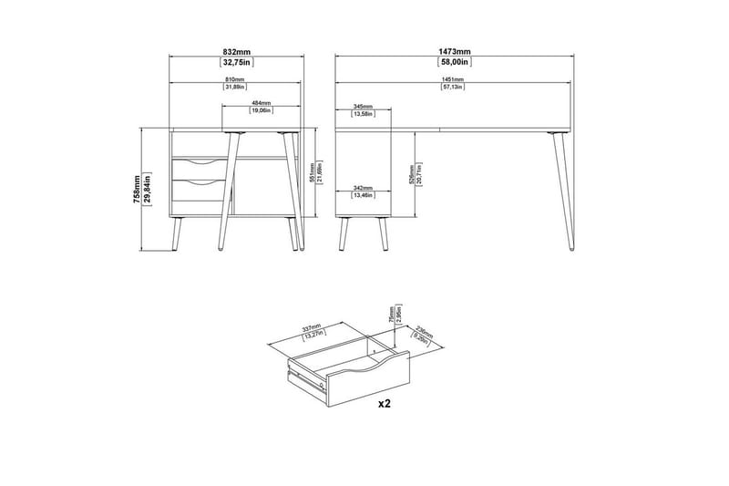 Hostafranc Skrivbord 81x145,1 cm - Natur - Möbler - Bord & matgrupper - Kontorsbord - Skrivbord