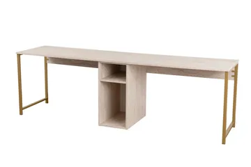 Hu Skrivbord 60x240 cm - Beige/Guld - Möbler - Bord & matgrupper - Kontorsbord - Skrivbord