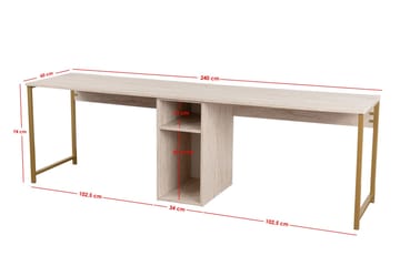 Hu Skrivbord 60x240 cm - Beige/Guld - Möbler - Bord & matgrupper - Kontorsbord - Skrivbord