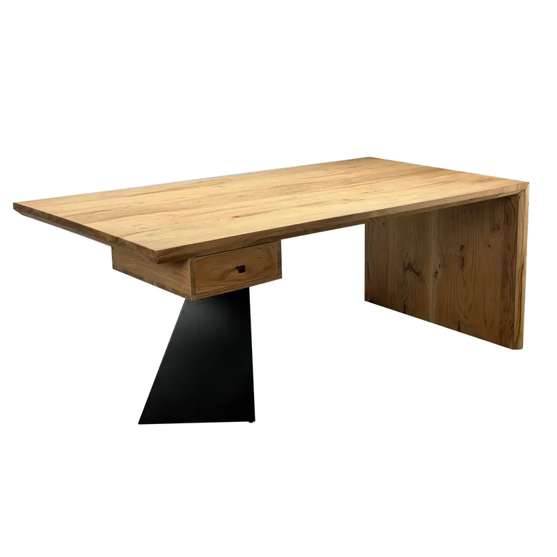 Ivoena Skrivbord 180 cm, Naturfärgad akacia/svart