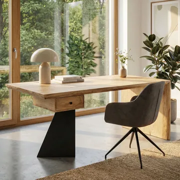 Ivoena Skrivbord 180 cm - Naturfärgad akacia/svart - Möbler - Bord & matgrupper - Kontorsbord - Skrivbord