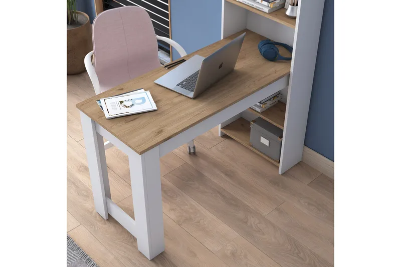 Jaan Skrivbord 53,8x120 cm Vit/Brun - Hanah Home - Möbler - Bord & matgrupper - Kontorsbord - Skrivbord