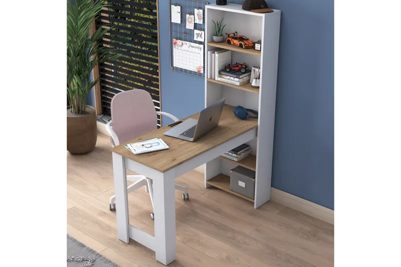 Jaan Skrivbord 53,8x120 cm Vit/Brun - Hanah Home - Möbler - Bord & matgrupper - Kontorsbord - Skrivbord