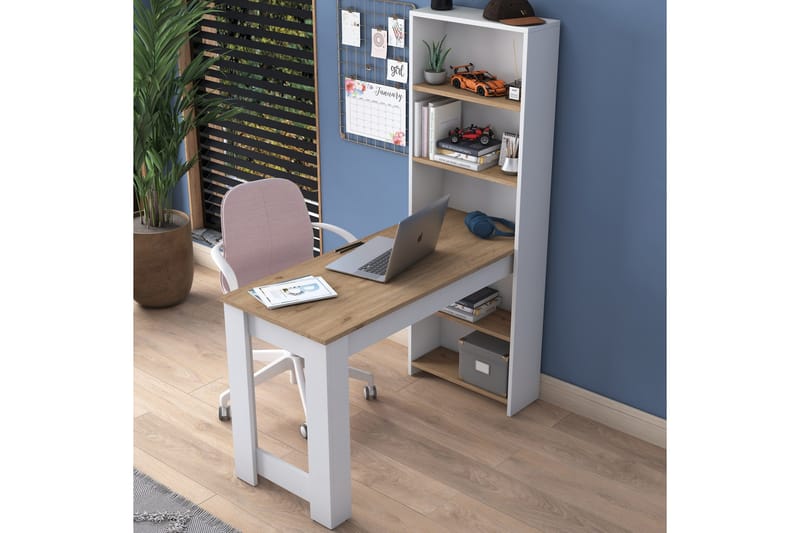 Jaan Skrivbord 53,8x120 cm Vit/Brun - Hanah Home - Möbler - Bord & matgrupper - Kontorsbord - Skrivbord