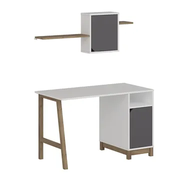 Jarnor Skrivbord 120x75x60 cm - Vit och valnöt - Möbler - Bord & matgrupper - Kontorsbord - Skrivbord