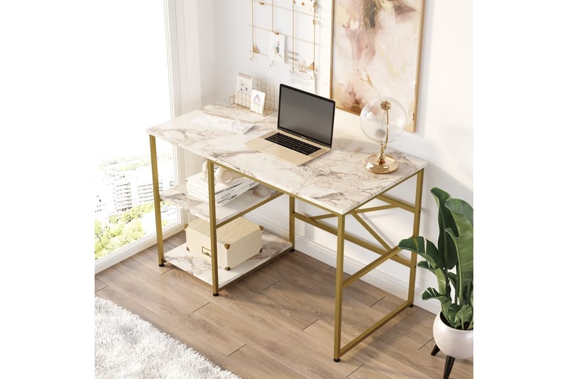 Juna Skrivbord 120x60 cm Vit/Guld - Hanah Home - Skrivbord