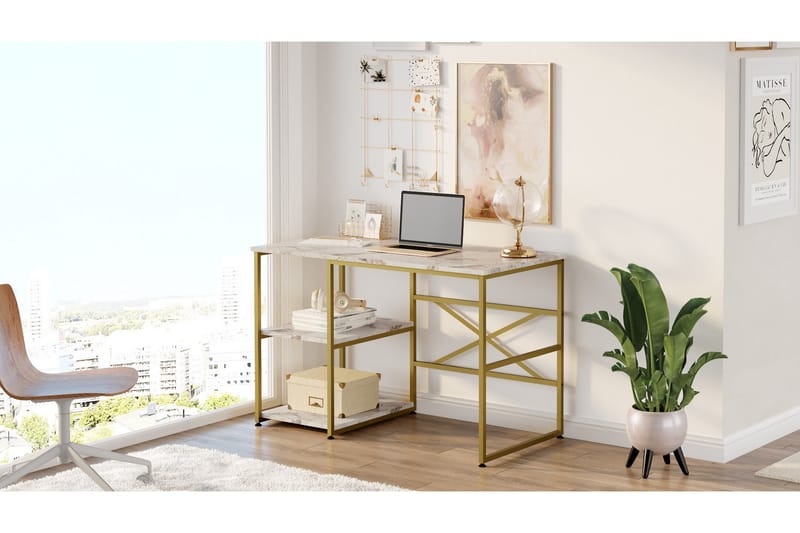 Juna Skrivbord 120x60 cm Vit/Guld - Hanah Home - Möbler - Bord & matgrupper - Kontorsbord - Skrivbord
