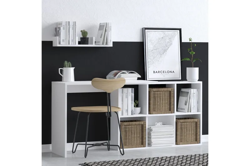 Kaus Skrivbord 74x45 cm Vit/Brun - Hanah Home - Möbler - Bord & matgrupper - Kontorsbord - Skrivbord