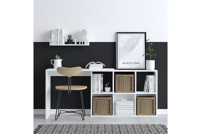 Kaus Skrivbord 74x45 cm Vit/Brun - Hanah Home - Möbler - Bord & matgrupper - Kontorsbord - Skrivbord