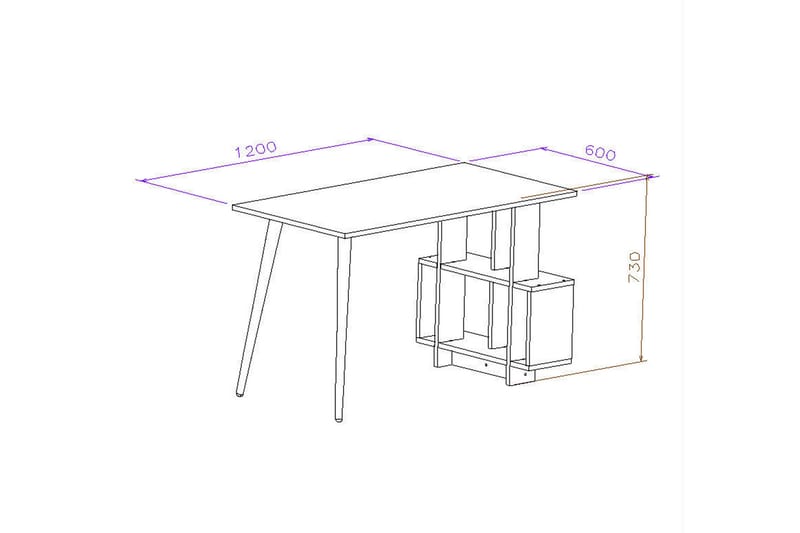 Keachi Side Skrivbord 120 cm med Förvaring Hyllor - Natur/Vit - Skrivbord