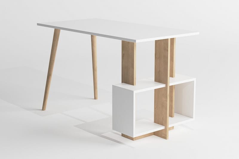 Keachi Side Skrivbord 120 cm med Förvaring Hyllor - Natur/Vit - Skrivbord
