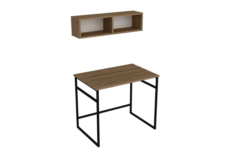 Klingbo Skrivbord 90 cm med Förvaring Vägghylla - Brun - Skrivbord