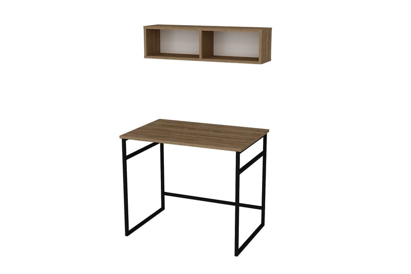 Klingbo Skrivbord 90 cm med Förvaring Vägghylla - Brun - Skrivbord