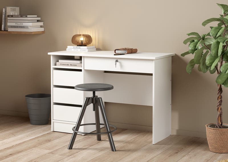 Klintberg Skrivbord 109 cm med Lådor i Trä - Vit - Möbler - Bord & matgrupper - Kontorsbord - Skrivbord