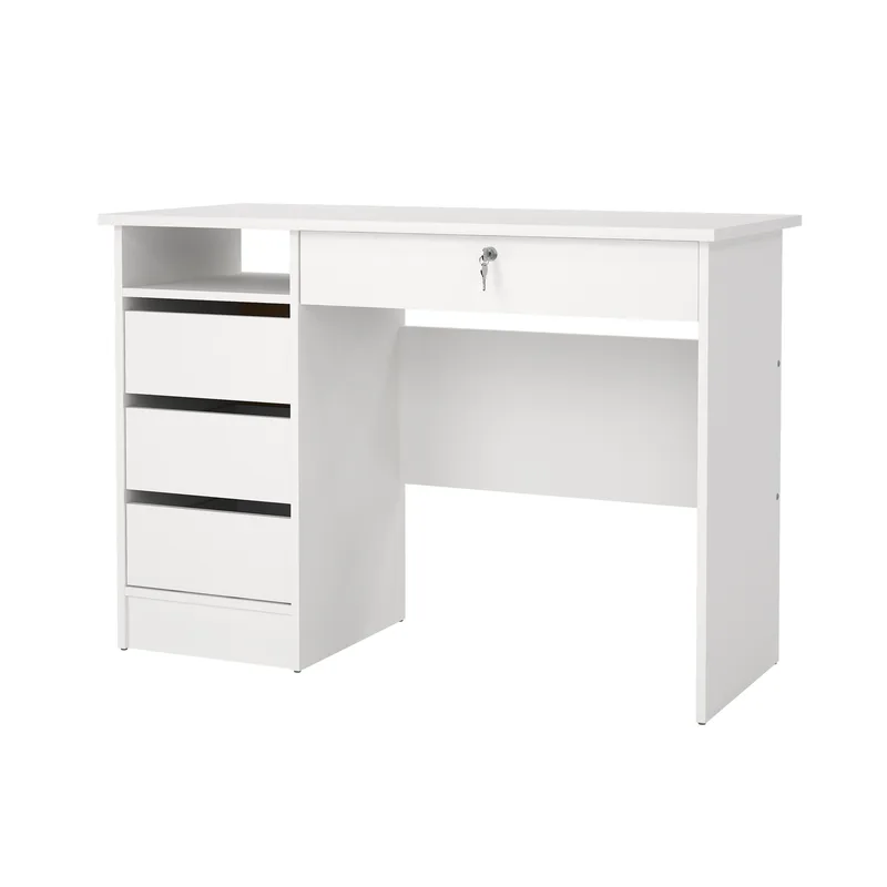 Klintberg Skrivbord 109 cm med Lådor i Trä, Vit