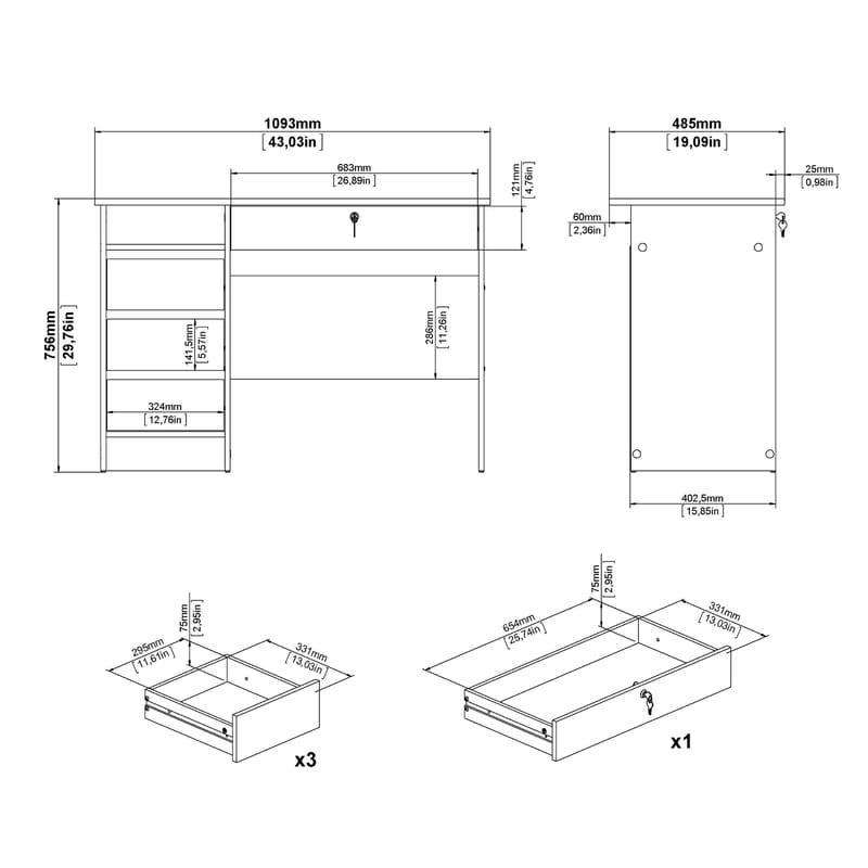 Klintberg Skrivbord 109x48x76 cm - Möbler - Bord & matgrupper - Kontorsbord - Skrivbord