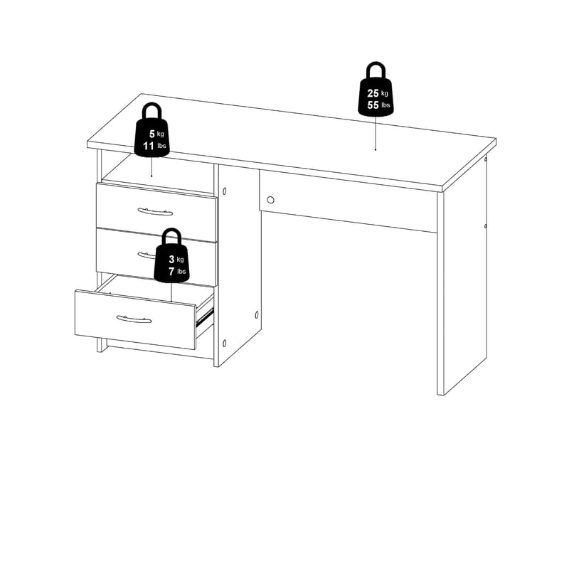 Klintberg Skrivbord med 3 lådor 120x48x73 cm - Möbler - Bord & matgrupper - Kontorsbord - Skrivbord