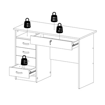 Klintberg Skrivbord med 5 lådor 109x48x76 cm - Möbler - Bord & matgrupper - Kontorsbord - Skrivbord