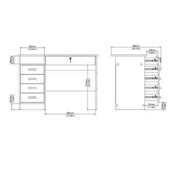 Klintberg Skrivbord med 5 lådor 109x48x76 cm - Möbler - Bord & matgrupper - Kontorsbord - Skrivbord