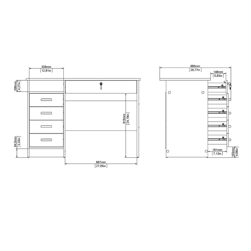 Klintberg Skrivbord med 5 lådor 109x48x76 cm - Möbler - Bord & matgrupper - Kontorsbord - Skrivbord