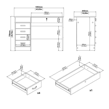 Klintberg Skrivbord med 5 lådor 109x48x76 cm - Möbler - Bord & matgrupper - Kontorsbord - Skrivbord