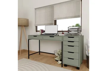 Loryn Skrivbord 120 cm med Lådor och Hjul i Målat Trä - Grön - Möbler - Bord & matgrupper - Kontorsbord - Skrivbord