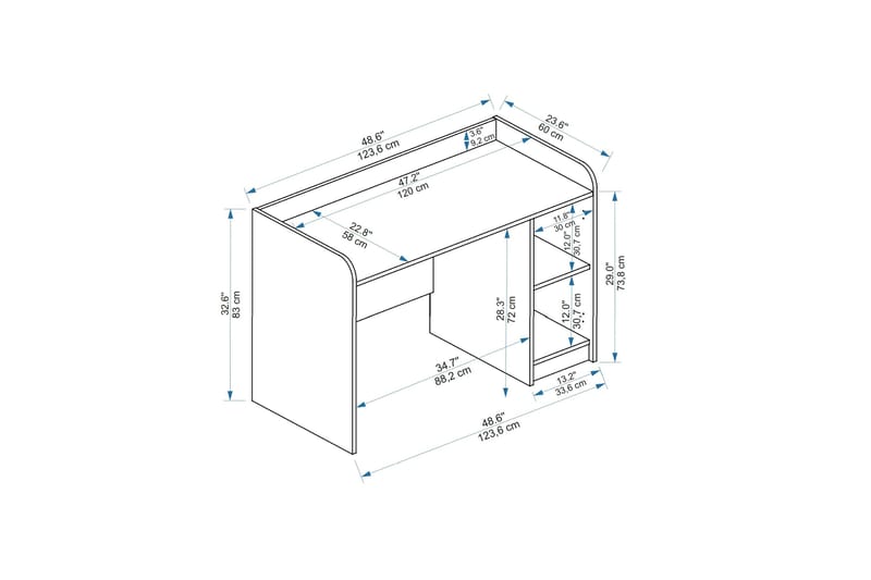 Luses Skrivbord 23,6x123,6 cm - Brun/Beige - Möbler - Bord & matgrupper - Kontorsbord - Skrivbord