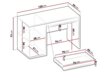 Metropolitan Skrivbord 120x56 cm - Brun/Vit/Ljusgrå/Svart - Möbler - Bord & matgrupper - Kontorsbord - Skrivbord