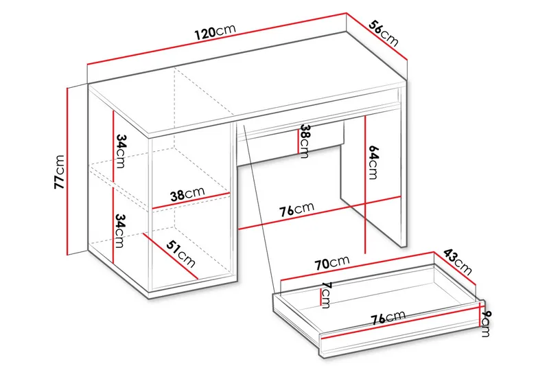 Metropolitan Skrivbord 120x56 cm - Brun/Vit/Ljusgrå/Svart - Möbler - Bord & matgrupper - Kontorsbord - Skrivbord