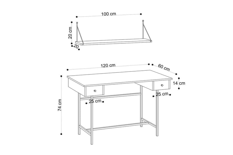 Mirric Skrivbord 60x120 cm - Ek/Svart - Möbler - Bord & matgrupper - Kontorsbord - Skrivbord