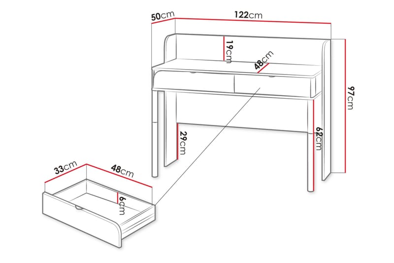 Monfort Skrivbord 122x50 cm - Beige - Möbler - Bord & matgrupper - Kontorsbord - Skrivbord