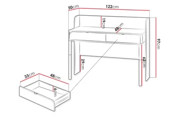 Monfort Skrivbord 122x50 cm - Beige - Möbler - Bord & matgrupper - Kontorsbord - Skrivbord