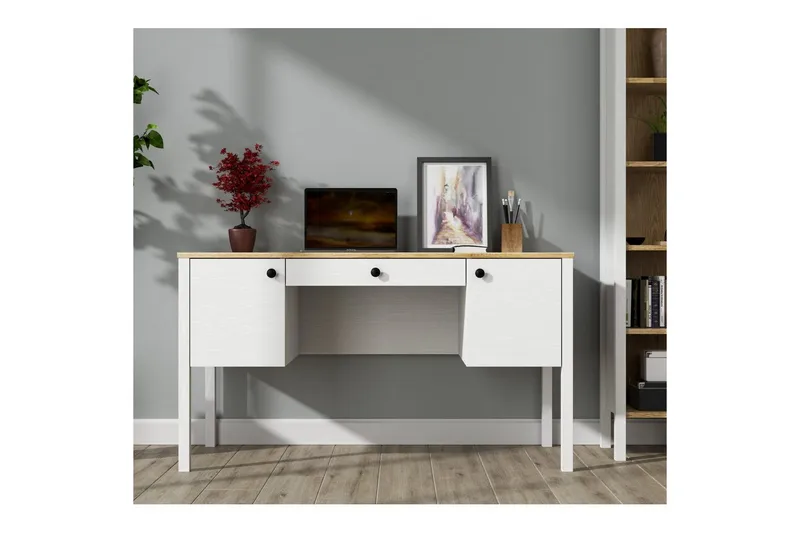 Omryn Skrivbord 60x132 cm - Natur/Vit - Möbler - Bord & matgrupper - Kontorsbord - Skrivbord