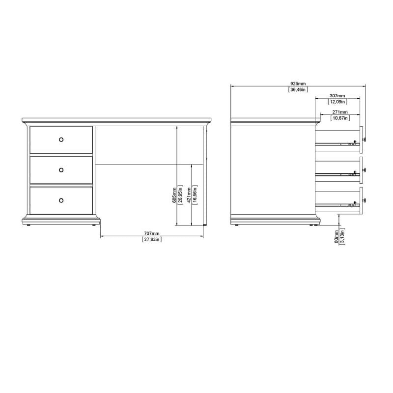 Paris Skrivbord 130x62x74 cm - Möbler - Bord & matgrupper - Kontorsbord - Skrivbord