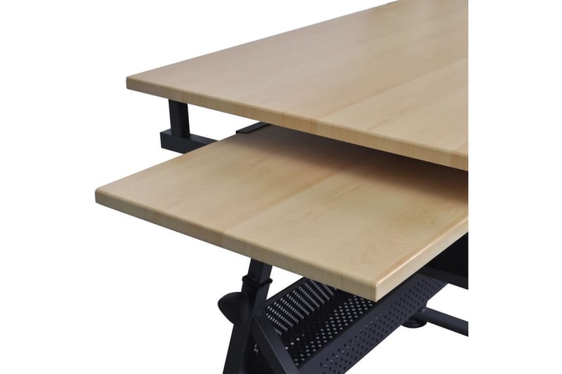 Vinklingsbart ritbord med 2 lådor och 1 pall - Brun - Ritbord