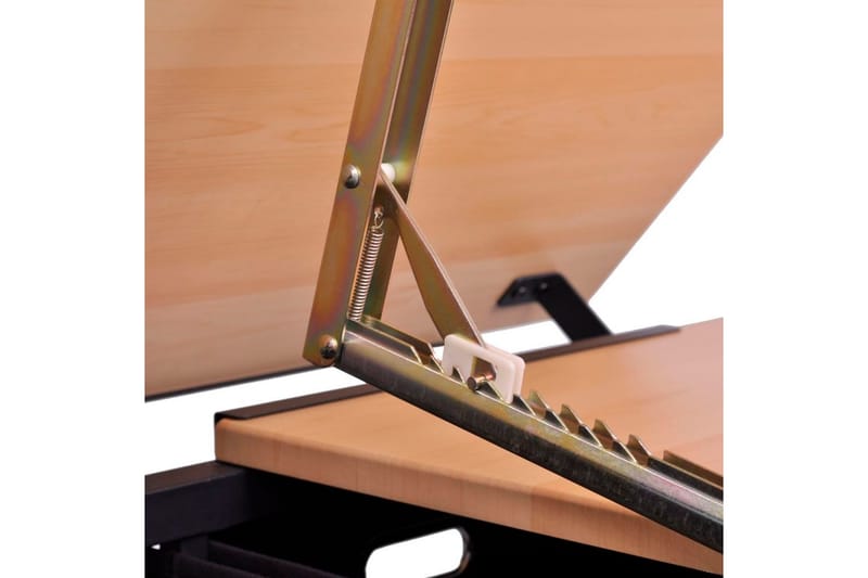 Vinklingsbart ritbord med 2 lådor och 1 pall - Brun - Ritbord