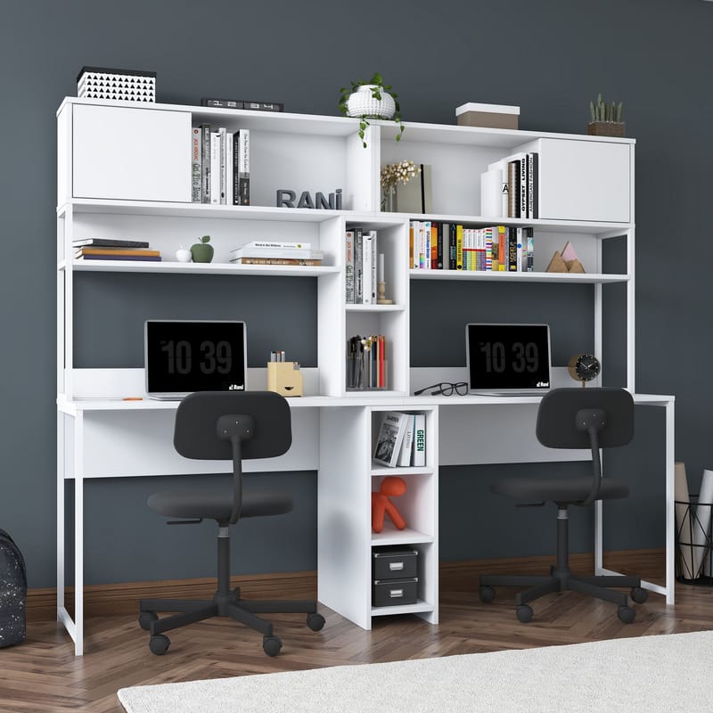 Sarnor Skrivbord 210x170,5x50 cm - Vit - Möbler - Bord & matgrupper - Kontorsbord - Skrivbord