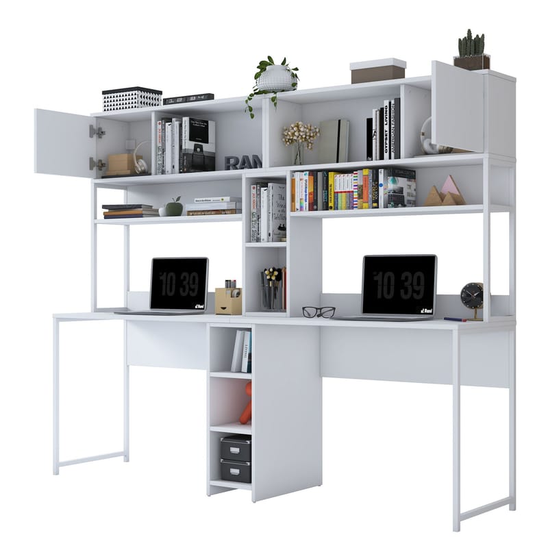 Sarnor Skrivbord 210x170,5x50 cm - Vit - Möbler - Bord & matgrupper - Kontorsbord - Skrivbord