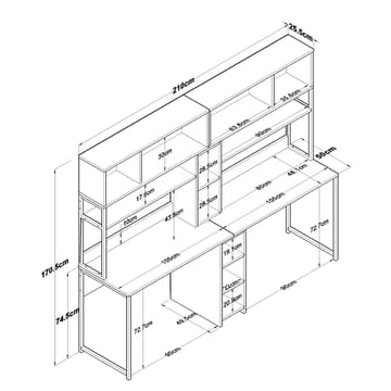 Sarnor Skrivbord 210x170,5x50 cm - Vit - Möbler - Bord & matgrupper - Kontorsbord - Skrivbord