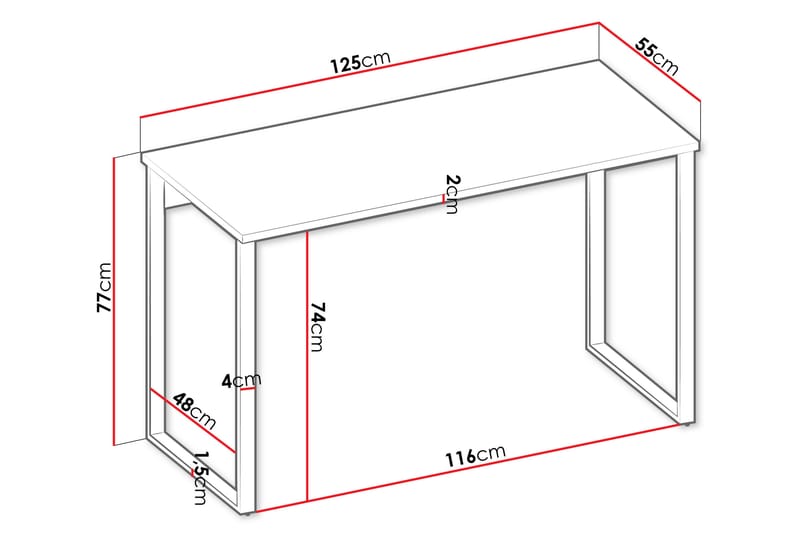 Sigmana Skrivbord 125x55 cm - Ljusgrå - Möbler - Bord & matgrupper - Kontorsbord - Skrivbord
