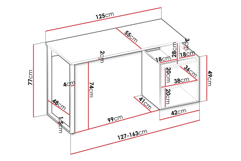 Sigmana Skrivbord 125x55 cm - Ljusgrå/Brun - Möbler - Bord & matgrupper - Kontorsbord - Skrivbord