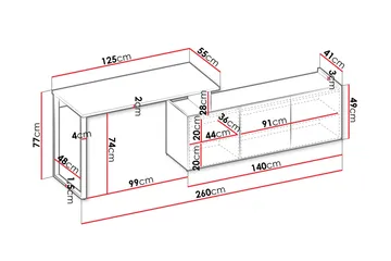 Sigmana Skrivbord 260x55 cm - Ljusgrå/Brun - Möbler - Bord & matgrupper - Kontorsbord - Skrivbord