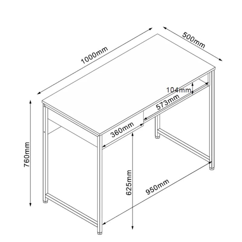 Skrivbord 100x50x76 cm - ljust rustikt trä/svart - Möbler - Bord & matgrupper - Kontorsbord - Skrivbord
